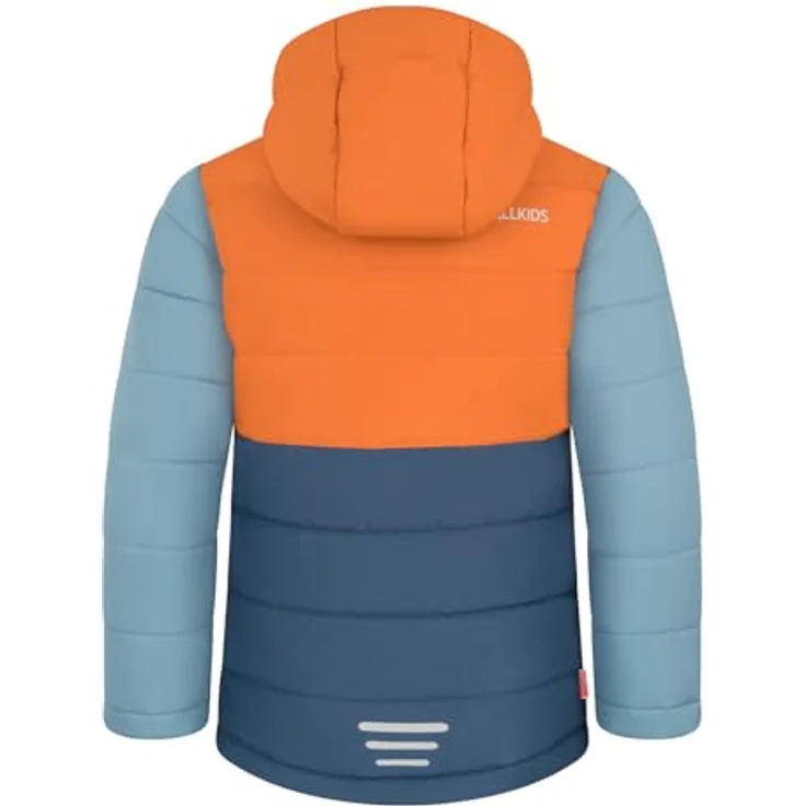 TROLLKIDS Hemsedal Kinder Skijacke XT, wasserabweisend, winddicht, mit Kapuze, 2 Taschen, cinnamon/mystic blue/steel blue, Größe 116 – Bild 2
