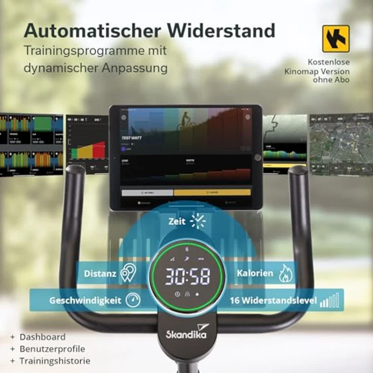 Skandika Trevek P12-G, Ergometer mit Eigenantrieb, 12 kg Schwungmasse, Bluetooth & App-kompatibel, höhenverstellbarem Lenker und Sattel – Bild 6