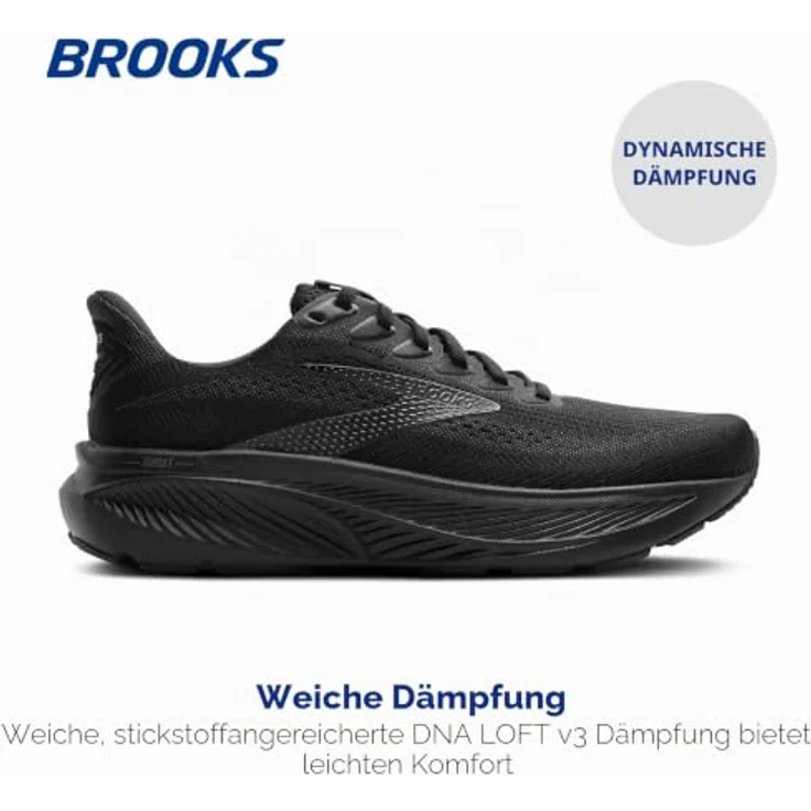 Brooks Ghost 17 Damenlaufschuh, Black/Black/Ebony, mit softer Dämpfung und ausgewogenem Support, Größe 41 – Bild 2