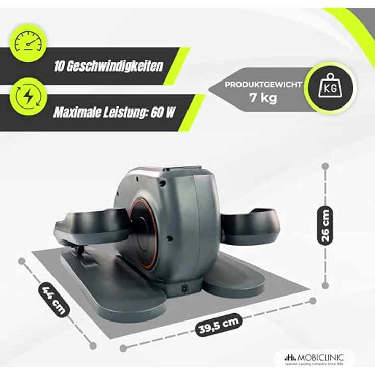 Mobiclinic Veleta, Mini Bike Heimtrainer mit 10 Geschwindigkeiten, 3 Programmen, LCD-Display, einstellbarem Widerstand und rutschfesten Pedalen – Bild 2