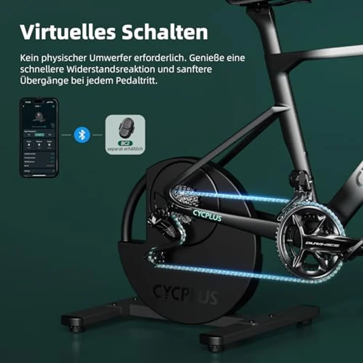 CYCPLUS R200 Fahrradtrainer, 2200W Bürstenloser Motor, 19% Steigungssimulation, BLE & ANT+ Dual Mode, Virtuelles Schalten, Super Leise für realistisches Indoor Cycling – Bild 3