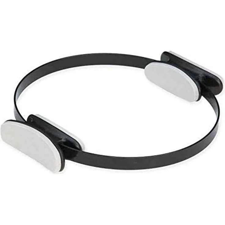 Pilates Ring, ca. Ø 38 cm, schwarz, klassischer Pilatesring aus stabilem Fiberglas mit Softgriffen, Pilates-Trainingsgerät, Pilates Zubehör