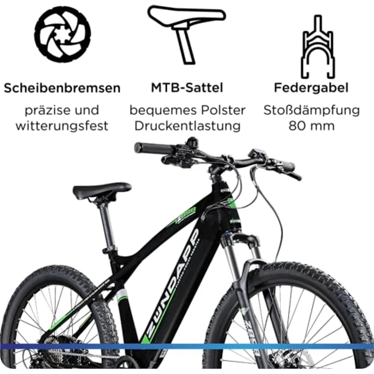 Zündapp E-Bike Mountainbike Z898, 10 Gang Kettenschaltung, Heckmotor, 540 Wh, Pedelec für Damen und Herren, 27,5 Zoll MTB – Bild 4