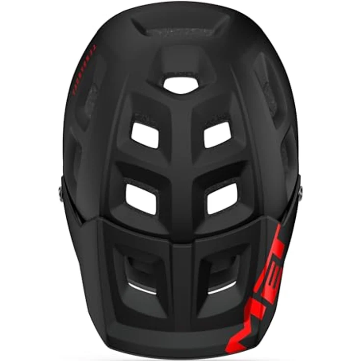 MET Terranova Black Red/Matt Glossy, Fahrradhelm für MTB mit verstellbarem Visier, Größe S (52-56 cm) – Bild 4