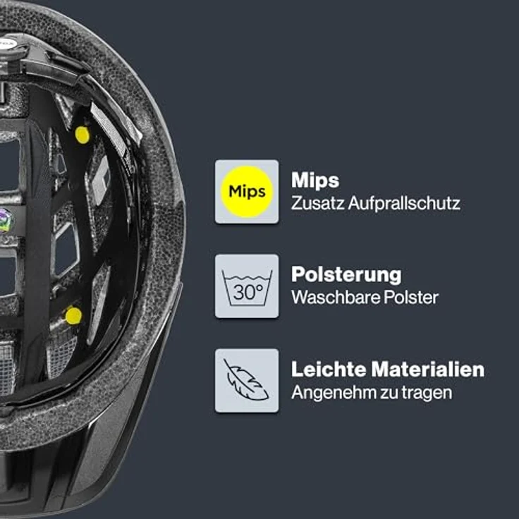 Uvex Sports i-vo cc Mips, Velohelm mit 24 Belüftungsöffnungen, integriertem Fliegengitter und Sonnenblende, Schwarz-Matt, 52 - 57 cm – Bild 3
