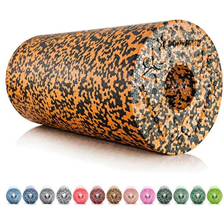 BODYMATE Faszienrolle Standard Mittel-Hart, ideal für Eigenmassage und Regeneration, Black/Orange Tiger-Orange, 30x15cm mit Gratis E-Book – Bild 1