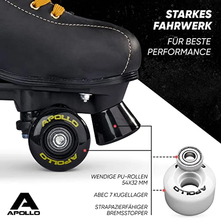 Apollo Rollschuhe Retro Discoroller, verstellbare Roller Skates, ABEC 7 Kugellager, Größenverstellbar, Retro Design - Schwarz – Bild 5