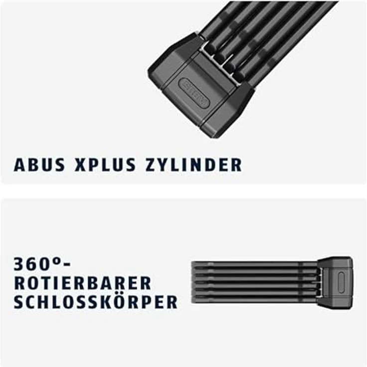 Abus Bordo 6200K, Faltschloss, 94 cm, mit ABUS XPlus-Zylinder und robuster Stahlummündung, schwarz – Bild 4