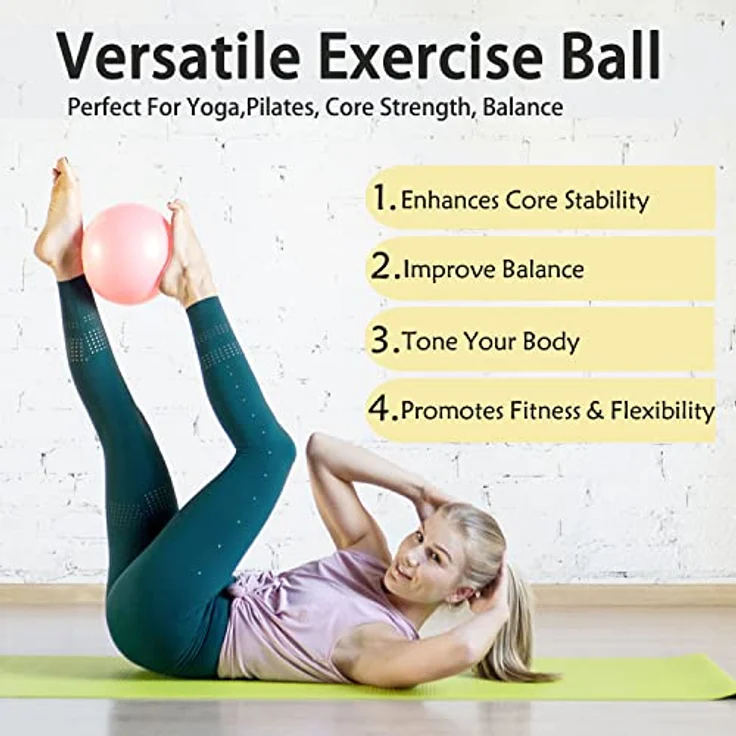 PROIRON Gymnastikball Klein 25cm, Pilates Ball mit Trainingsanweisungen, Fitnessball Klein mit aufblasbarem Strohhalm, Gym Ball für Pilates, Yoga, Ganzkörpertraining - Rosa – Bild 5