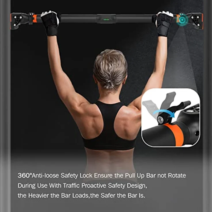 Klimmzugstange für Türrahmen ohne Schrauben mit innovativer Gewindesperre für sicheren Halt – 72-110cm Pull Up Bar mit Tragfähigkeit für bis zu 200 kg für Oberkörper Workout Heimtraining – Bild 4