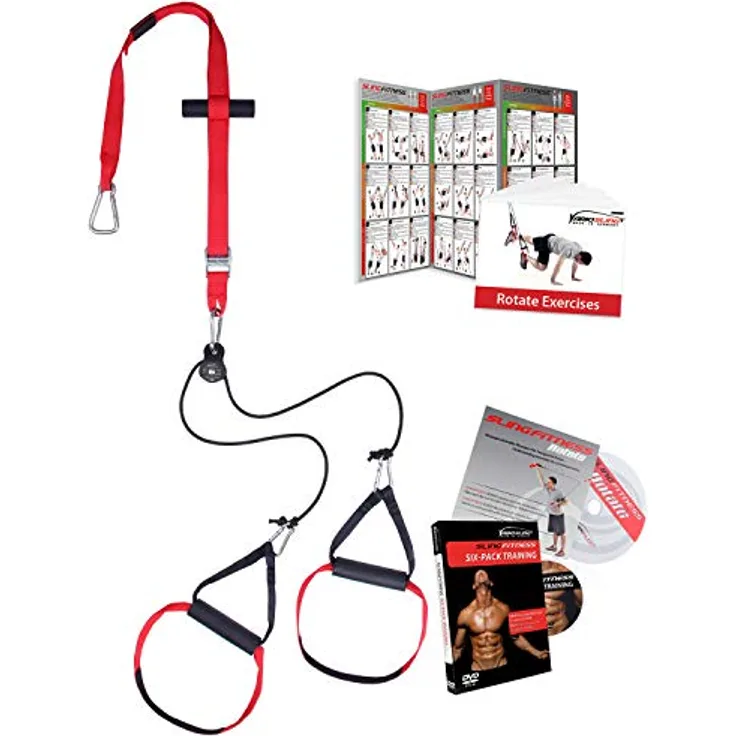Variosling® Sling Trainer mit Umlenkrolle mit Griffschlaufen inkl. 2X Schlingentrainer DVD, Türanker, Poster Made IN Germany (Rotate)