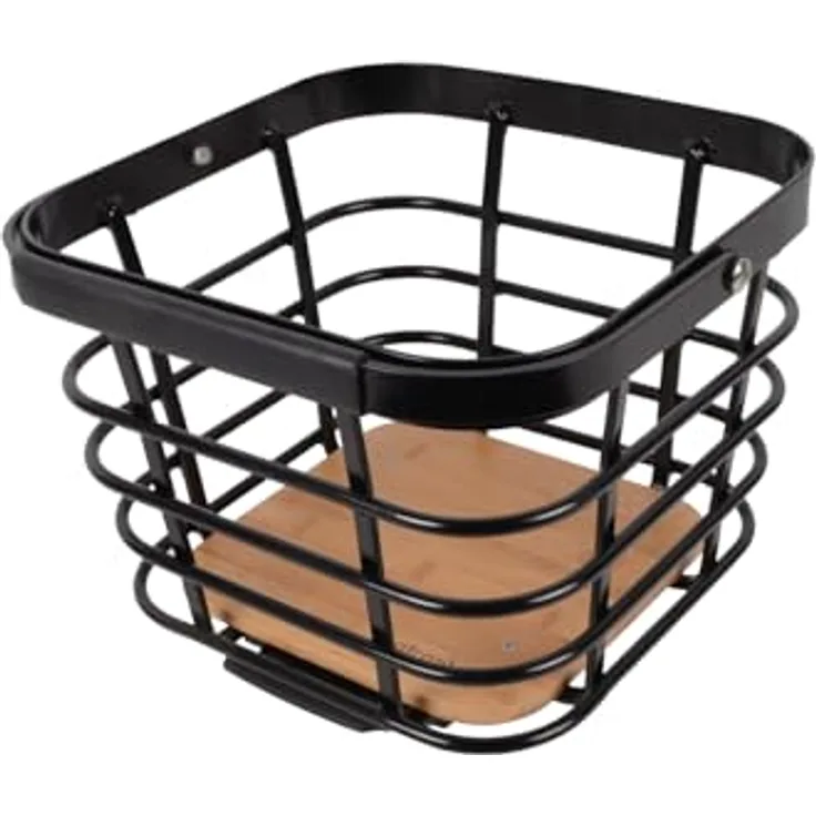 Atran Velo QB AVS Fahrradkorb, Schwarz/Braun, 30 x 30 x 18 cm, inklusive AVS Systemadapter, Tragkraft 10 kg, mit Tragegriff und stabilen Füßen