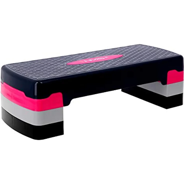HMS AS002 Stepper Aerobic Steppbrett, höhenverstellbar mit 3 Stufen, grün-grau/rosa-grau, max. Nutzergewicht 200 kg – Bild 2