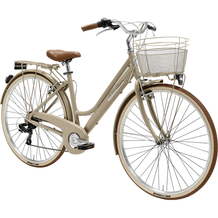 Adriatica Cityfahrrad 28 Zoll RETRO Lady braun inkl. Korb, leichter Aluminium Rahmen und Shimano-Kettenschaltung