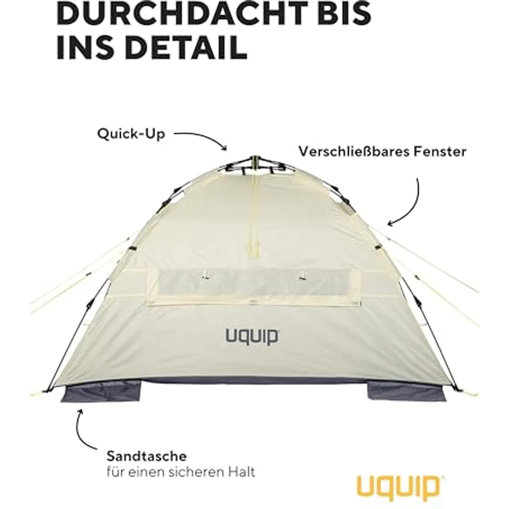 Uquip Buzzy Strandmuschel, Zelt für 3 Personen, leichtes 2 kg Polyester, schnell aufspannbar – Bild 4