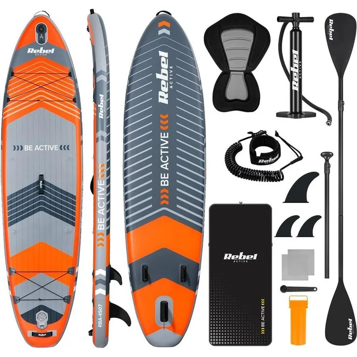 Rebel Active RBA-4507, aufblasbares Stand-Up-Paddle-Board, 320 cm, orange, max. Tragfähigkeit 170 kg, leicht & stabil