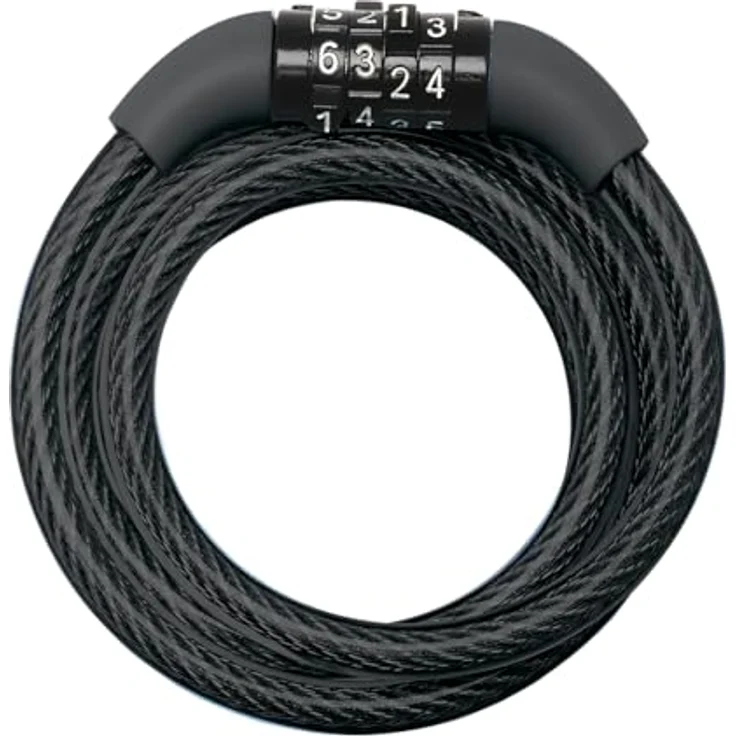 Master Lock 8143EURDPRO Fahrradschloss, wetterfestes Kabelschloss mit 1,8 m Stahlkabel und 4-stelligem Zahlencode – Bild 1
