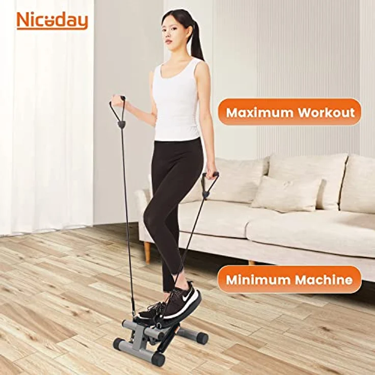 Niceday Mini Stepper für Zuhause | Up-Down Swing Stepper mit Power Ropes | Stepper Hometrainer mit LCD Display | 2 in 1 Trainingsgerät bis 100kg | Bein/Arm Trainer, Home Fitness Exercise - Preisvergleich – Bild 3