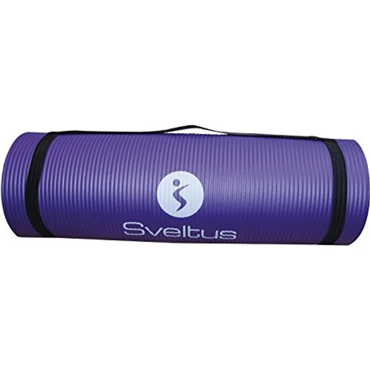 Sveltus Yogamatte, 10 mm dicke Trainingsmatte mit rutschfester Oberfläche und Aufhängeösen, inkl. Transportgriff