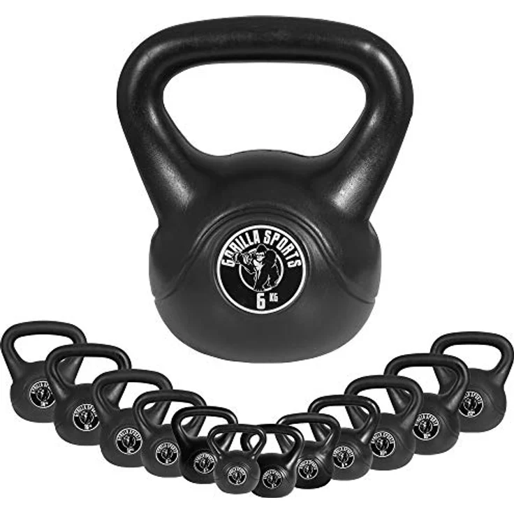 GORILLA SPORTS® Kettlebell - Einzeln 2kg - 20kg oder Set 17kg, 24kg, 30kg, 110kg, 113kg mit/ohne Ablage, Kunststoff - Kugelhantel, Kugelgewicht, Schwunghantel, Gewichten, Fitness, Krafttraining – Bild 1