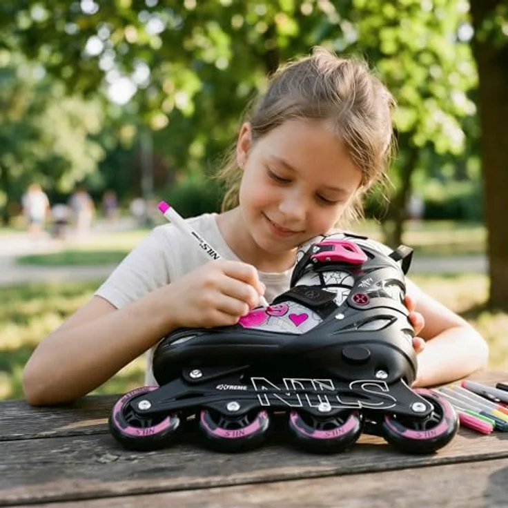 NILS EXTREME NH10907 TINTY, 4-in-1 Rollschuhe Inlineskates Schlittschuhe in Größe 39-42 mit 7 Permanentmarkern – Bild 3