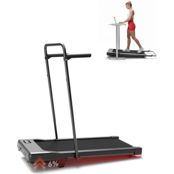 Superun Walking Pad, Laufband mit 6% Steigung und App Erlebnis, inkl. Armlehnen, 40x90 cm Lauffläche – Bild 1