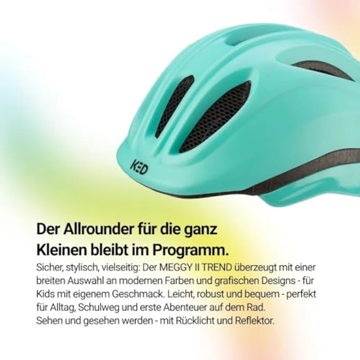 KED Helmsysteme Kinderhelm Meggy II Trend M Bright Aqua - QUICKSAFE Größenanpassung, LED-Rücklicht, Made in Germany – Bild 5