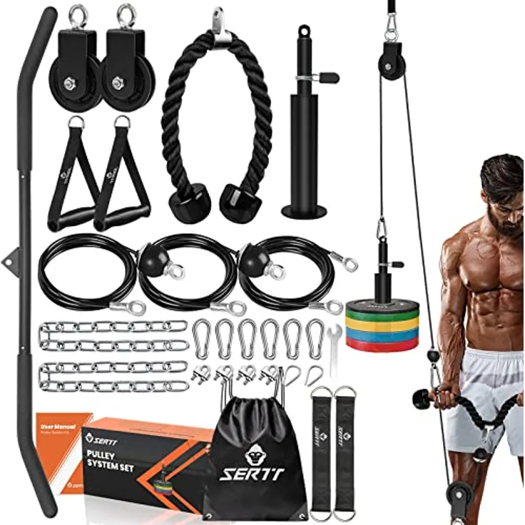 SERTT Seilzug Fitness Premium System Gym, Trainings geräte zuhause Verbesserte Gewicht kabelzug Trainings geräte für Gym LAT Pull Down, Bizeps Curl, Trizeps, Armtraining