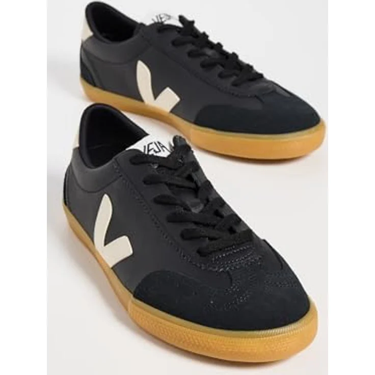 Veja Volley Sneakers für Männer, aus hochwertigem Leder in Schwarz/Weiß, Größe 10 UK - 44 EU - 11 US – Bild 4