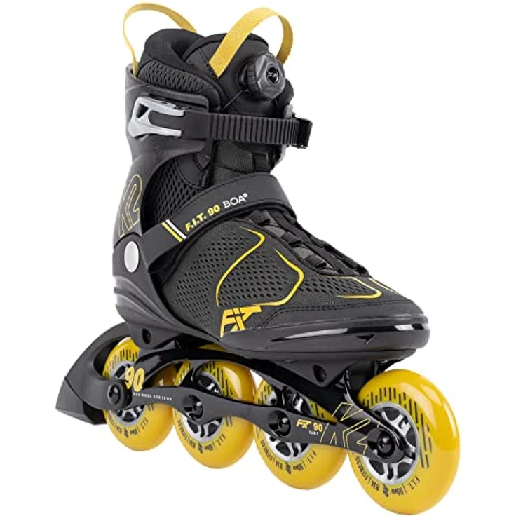 K2 Skates F.I.T. 90 BOA Inline Skates Herren grau - mustard, Größe EU: 42 - Fitness-Skates mit BOA® Fit System und 90-mm-Rädern – Bild 2