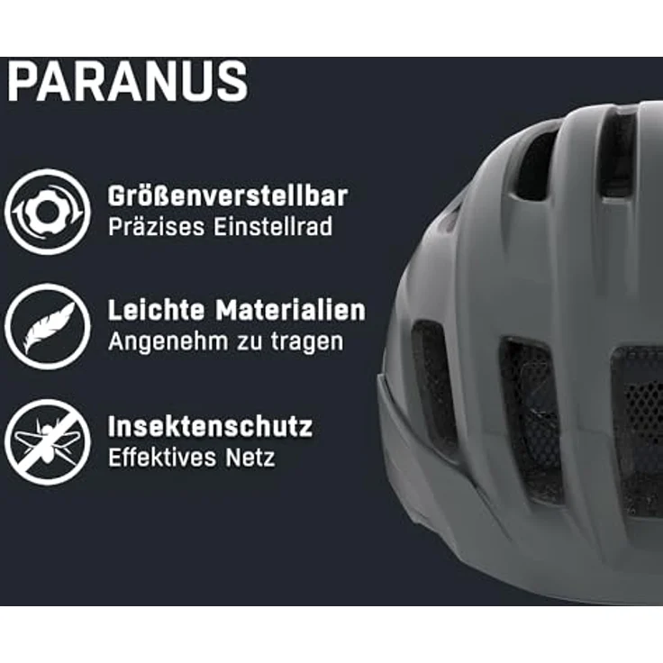 Alpina Paranus Midnight-Grey Matt, Fahrradhelm mit stoßabsorbierender EPS-Innenschale und großem Lufteinlass – Bild 2