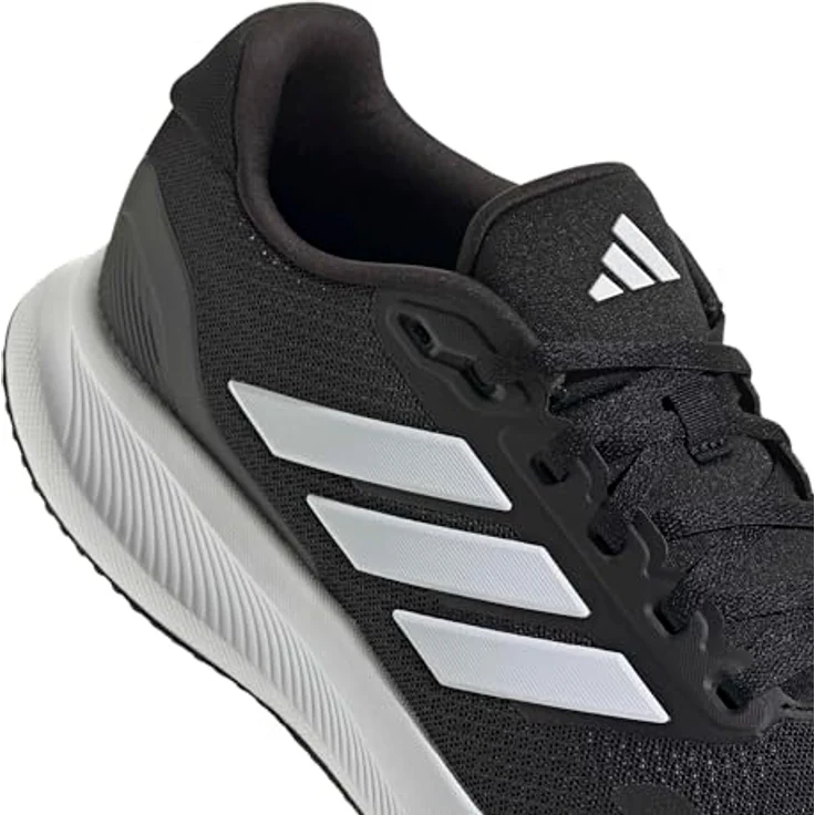 adidas Runfalcon 5, Herren Laufschuhe, atmungsaktives Mesh-Obermaterial, leichte EVA-Zwischensohle, strapazierfähige Gummiaussensohle, reflektierende Details, Core Black/Cloud White/Core Black, 47 1/3 EU (12) – Bild 6