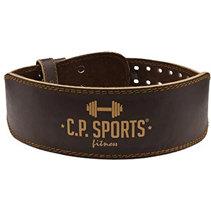 C.P. Sports Gewichthebergürtel für Kraftsport I Trainingsgürtel aus Echtleder, ideal für Powerlifting I ergonomischer Fitness-Gürtel mit gepolstertem Rückenstück I L (95 – 123 cm), braun – Bild 2