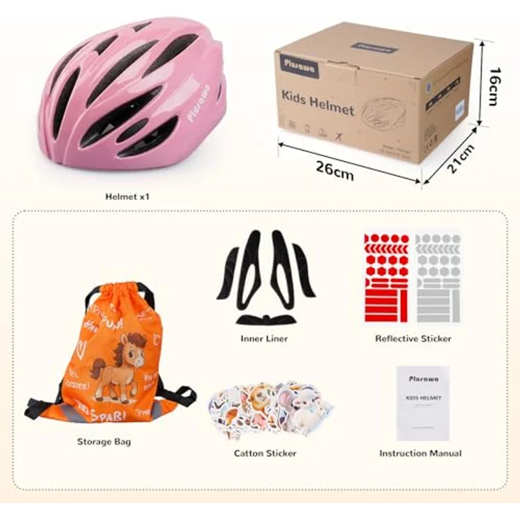 Tacklife Plusawa Kinder Fahrradhelm EN1078 CE, Verstellbarer Kinnriemen, 3D DIY Aufkleber & Reflektoren, Unisex für Jungen und Mädchen, 50-60 cm – Bild 8