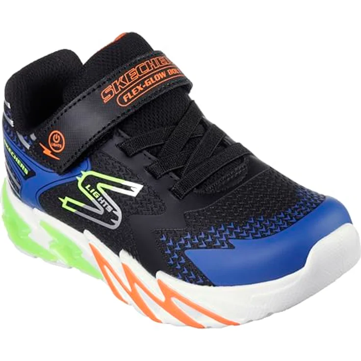 Skechers Flex Glow Bolt, Laufschuhe ohne Schnürsenkel, Schwarz, EU 34, Klettverschluss, Mesh-Obermaterial – Bild 2