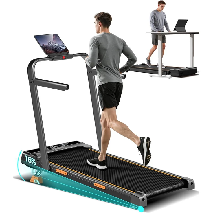 LONTEK Klappbares Laufband für Zuhause mit 16% Steigung, 10 KM/H, 3.0HP Motor, Fernbedienung, Belastung bis 136 KG