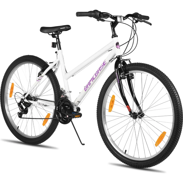 Hiland 24 Zoll Damen-Mountainbike, 18-Gang-MTB mit Kohlenstoffstahlrahmen und Dual-V-Bremsen