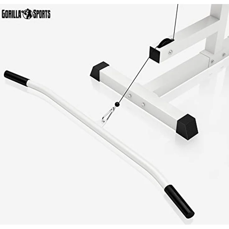 GORILLA SPORTS® Latzugstation - Verstellbar, inkl. Trizepsstange und Latzugstange, bis 280kg Belastbar, 30mm - Latzugturm, Kabelzugstation, Fitnessstation, Latzugmaschine, Latzug-Station, Kraftstation – Bild 4