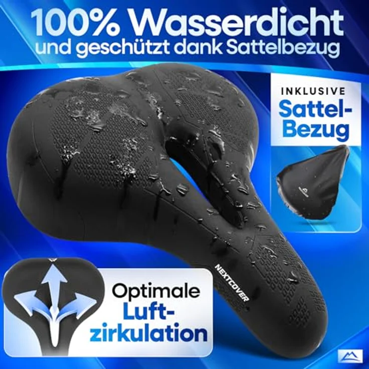 Nextcover NEXTCOVER® Fahrradsattel, ergonomischer Fahrradsattel mit Memory-Foam 3.0, wasserfest und atmungsaktiv, für Damen & Herren, schwarz – Bild 4
