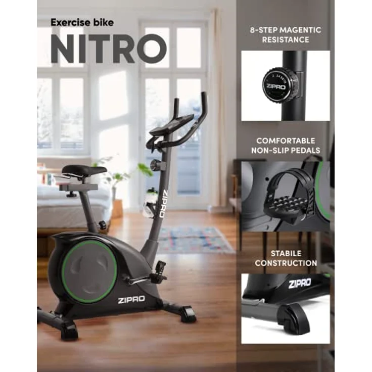 Zipro Heimtrainer Fahrrad Nitro, Ergometer Fitnessbikes, Magnetisches Fahrradtrainer, Ergometer Fahrrad bis 150kg, Indoor Bike, Trainingsfahrrad für zuhause, Fahrradergometer Batteriebetrieben – Bild 3