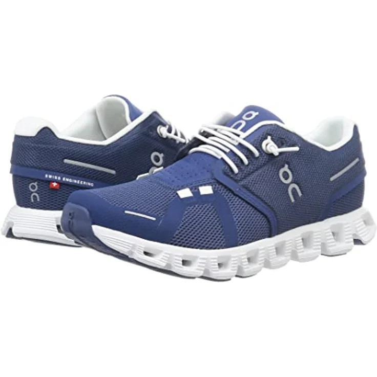 ON Cloud 5 Denim, Laufschuhe für Damen mit gutem Halt, Synthetik-Obermaterial, weiß – Bild 8