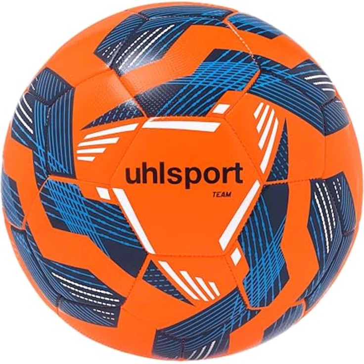 uhlsport Team-Fußball, maschinengenähter langlebiger Trainingsball für Kinder und Erwachsene, Größe 3/4/5, Fluo orange/Marine/weiß – Bild 1