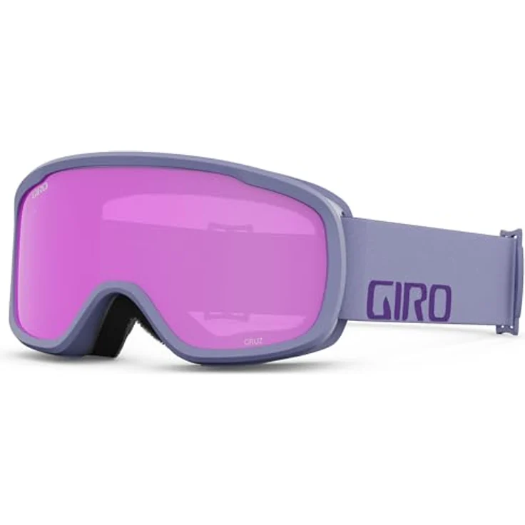 Giro Cruz Skibrille, lilafarbene Wordmarke, bernsteinfarbene Gläser, mit EVAK Vent Technologie und Anti-Beschlag-Beschichtung – Bild 1