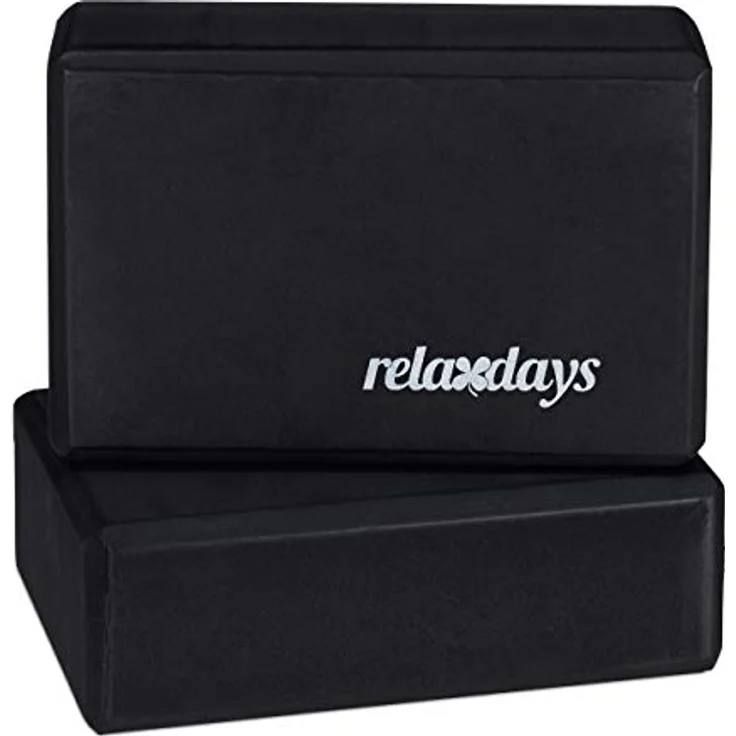 Relaxdays Yogablock im 2er Set, Yoga-Klötze für Yoga-Übungen, Hartschaum, rutschfest, Yoga-Würfel HBT 8x23x15cm, schwarz – Bild 1