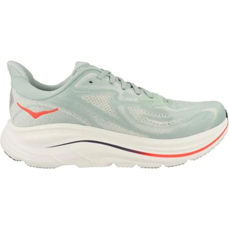 HOKA ONE ONE Clifton 10, Herren Laufschuh mit starker Dämpfung und atmungsaktivem Obermaterial, sage/neon flame, Größe 42 – Bild 3