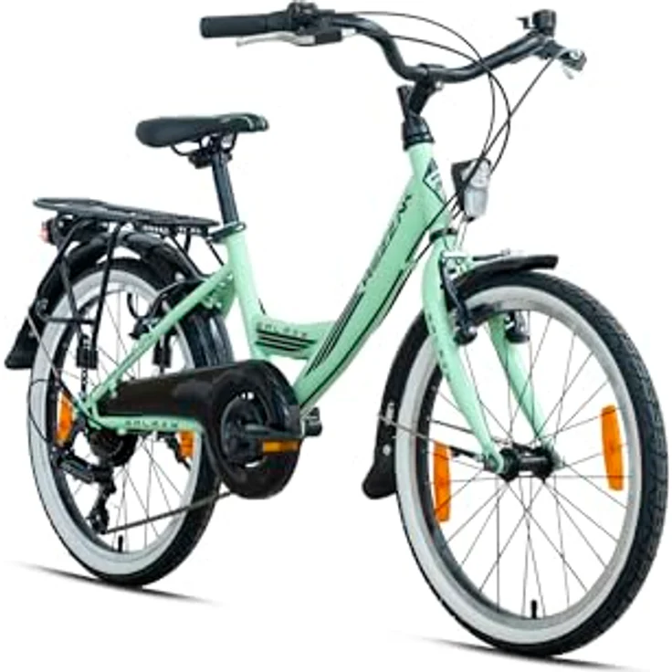 Rezzak 20 Zoll Mädchenfahrrad City Bike, 7 Gang Schaltung, mint, NEU, mit Handbremsen und Licht – Bild 1