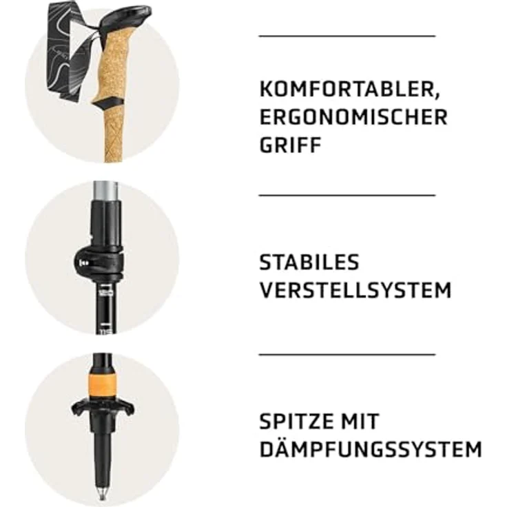 LEKI Makalu Lite AS, leichte und verstellbare Aluminium-Wanderstöcke (90-135cm) mit Antishock-Dämpfung und Trekkingteller – Bild 2