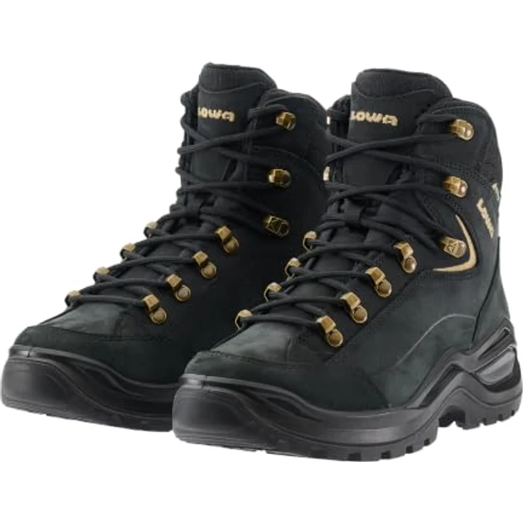LOWA® RENEGADE EVO GTX MID Damen Wanderschuhe, wasserdichte Trekkingschuhe, schwarz/champagner, Größe 37, mit GORE-TEX® Membran und Vibram® Sohle – Bild 5