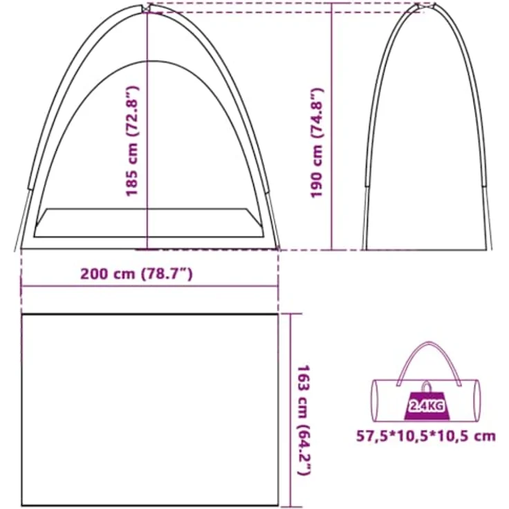 vidaXL Beistellzelt, Lagerzelt mit Stauraum, Umkleidezelt Wasserdicht Tragbar, Campingzelt Aufbewahrungszelt Zelt, Grün 185T Polyester – Bild 3