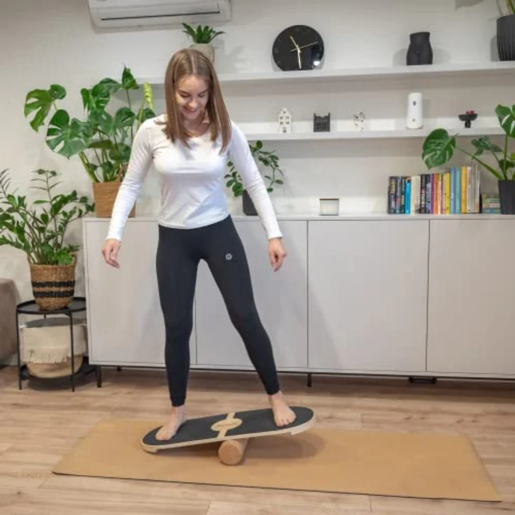 Selonis Balance Board Aus Holz Für Erwachsene Und Kinder Koordinationstraining Balancebrett Physiotherapie Skateboard Surfbrett Surf Sport Fitness Crossfit Yoga - Mit Matte Und Ohne Matte Erhältlich – Bild 3
